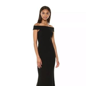 Dress the population off shoulder black gown